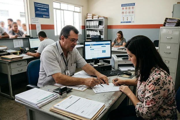 Despachante em Bauru ajudando um cliente com emplacamento de veículo.